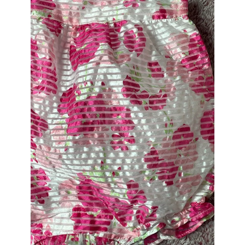 Baby Gymboree White Pink Floral Sleeveless Bodysuit 3-6 Months